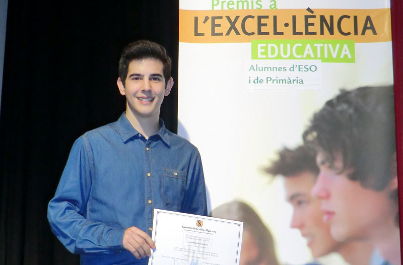 Raúl Llambías, alumne de La Salle Alaior, guardonat amb el Premi al rendiment acadèmic excel·lent